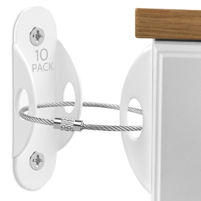 Guirnd 10 Pack Furniture Anchors, Anti Tip Furniture Anchors for Baby Proofing, Metal Earthquake Straps Furniture Straps Wall Anchor for Dresser and Bookcase (White) - Image 1